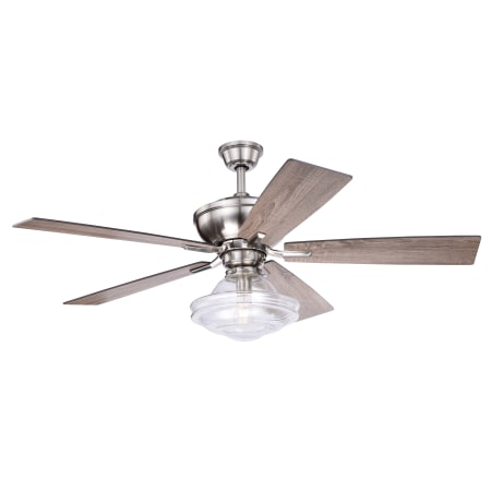 Bellevue Kash 52" 5 Blade Indoor Ceiling Fan with a Glass Shade Satin Nickel
