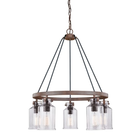 Bellevue Jose 5 Light 26" Wide Ring Chandelier with a Clear Seedy Glass Shade Textured Rustic Bronze