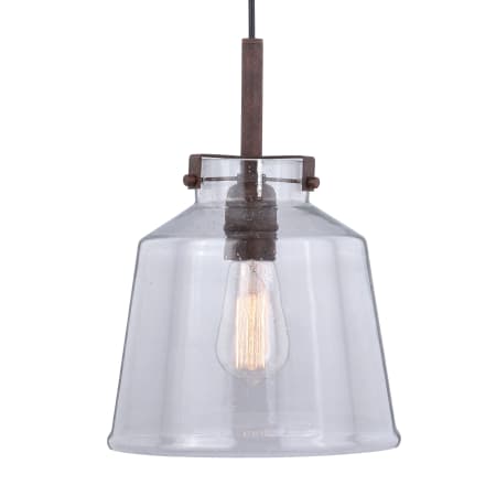 Bellevue Jose 10" Wide Pendant with a Clear Seedy Glass Shade Textured Rustic Bronze