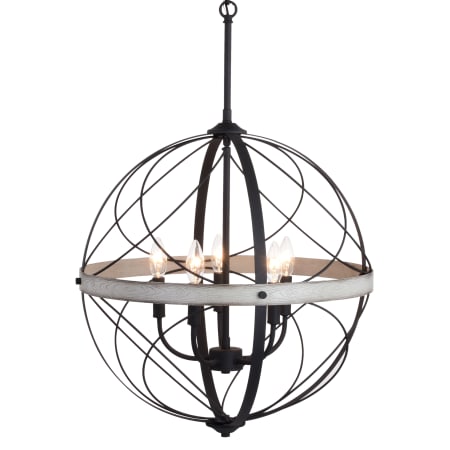 Bellevue Denise 5 Light 21" Wide Cage Pendant Textured Black / White Ash