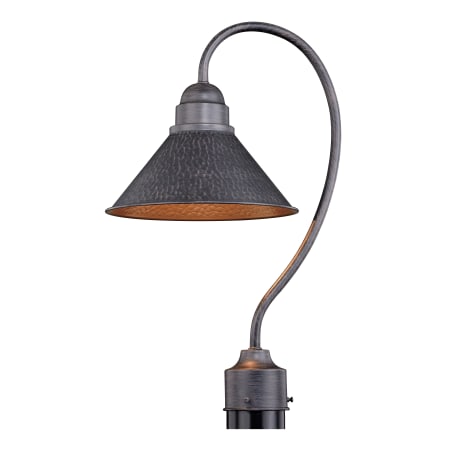 Bellevue Paxton 20" Tall Outdoor Single Head Post Light Outer Aged Iron with Inner Light Gold