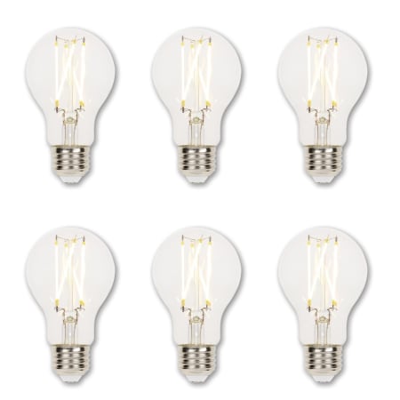Bellevue Pack of (6) 9 Watt Vintage Edison Dimmable A19 Medium (E26) LED Bulbs 800 Lumens, 2700K, and 80CRI - 800 Lumens, 2700K, and 80CRI Clear