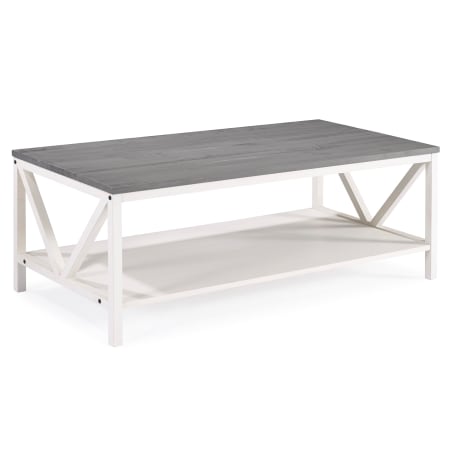 Bellevue 48" Long Solid Pine Wood Top Wood Coffee Table Gray / White Wash