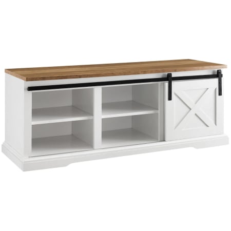 Bellevue Farmhouse 47" W Sliding "X" Barn Door Entry Bench with Storage White / Reclaimed Barnwood