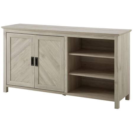 Bellevue Modern Farmhouse 58" W 2 Door Angled Slat Door TV Stand Cabinet Birch