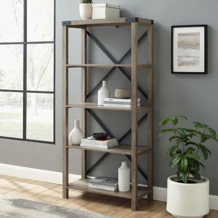 Bellevue Rustic Farmhouse 30" Wide Bookcase Book Shelf Shelving Unit Gray Wash