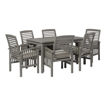 Bellevue Dewey Beach 7 Piece Acacia Framed Outdoor Dining Set with Polyester Upholstered Seats Gray Wash
