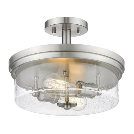 Bellevue Trigvey 2 Light 13" Wide Semi-Flush Drum Ceiling Fixture Brushed Nickel