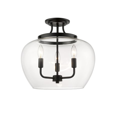 Bellevue Celia 3 Light 16" Wide Semi-Flush Ceiling Fixture Matte Black