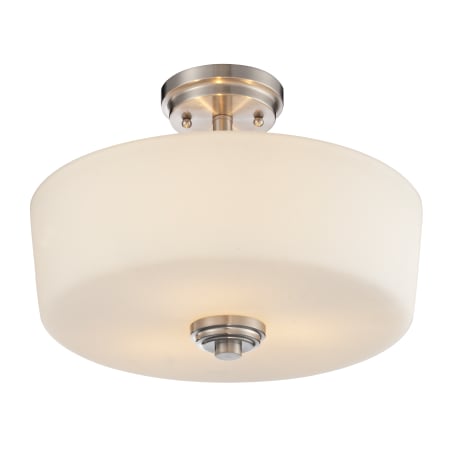Bellevue Adley 3 Light 14" Wide Semi-Flush Drum Ceiling Fixture Brushed Nickel