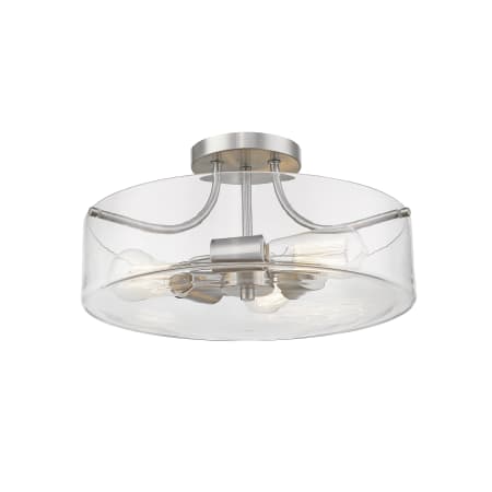 Bellevue Harrison 3 Light 15" Wide Semi-Flush Drum Ceiling Fixture Brushed Nickel