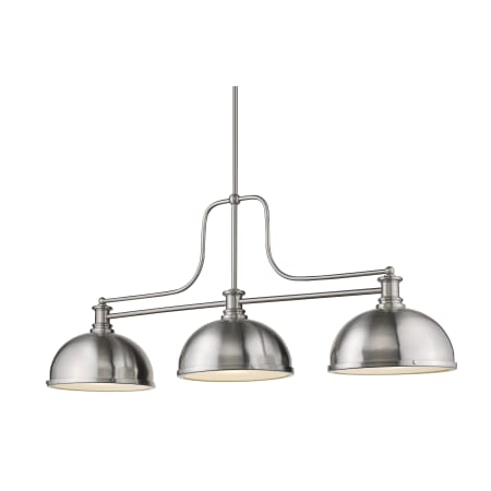 Bellevue Agnes 3 Light 52" Wide Billiard and Linear Chandelier with Dome Shades Brushed Nickel