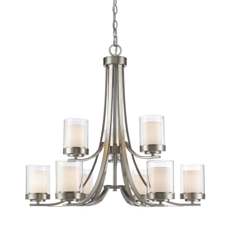 Bellevue Sylvia 9 Light 31" Wide Pillar Candle Style Chandelier Brushed Nickel