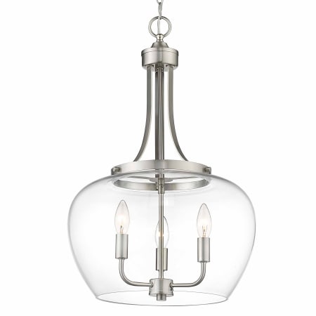 Bellevue Celia 3 Light 16" Wide Taper Candle Multi Light Pendant Brushed Nickel