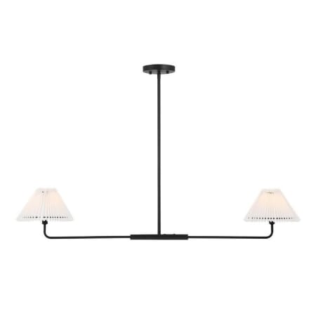 Bellevue Pleated 2 Light 44" Wide Linear Chandelier Matte Black