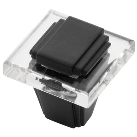 Belwith Keeler Belleclaire 1.25" Art Deco Square Acrylic Designer Glam Cabinet Knob / Drawer Knob Matte Black