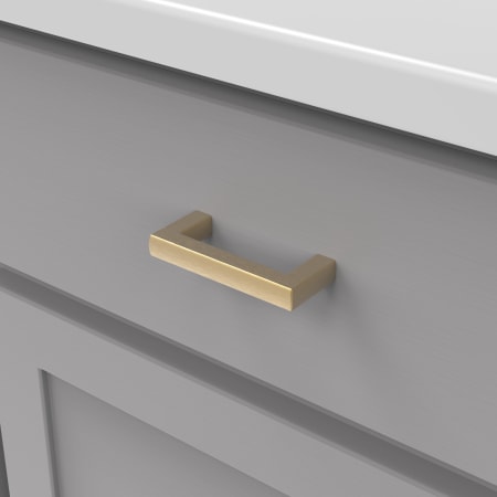 Belwith Keeler Coventry 3" Center to Center Square Grip Cabinet Handle / Drawer Pull Brushed Golden Brass