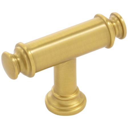 Belwith Keeler Berkshire 2-1/8" Wide Traditional Elegant "T" Bar Cabinet Bar Knob / Drawer T Bar Knob Brushed Golden Brass