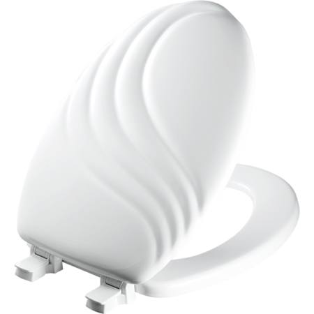 Bemis Swirl Elongated Enameled Wood Swirl Closed-Front Toilet Seat and Lid White