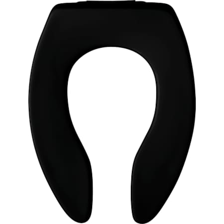 Bemis Elongated Open-Front Less Cover Commercial Plasitc Toilet Seat with Stay-Tite Commercial Fastening System Self-Sustaining Check Hinge Black
