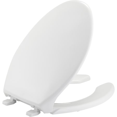 Bemis Elongated Open-Front with Cover Commercial Plastic Toilet Seat with Top-Tite Hinge White