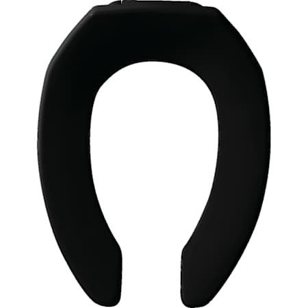 Bemis Elongated Open-Front Less Cover Commercial Plastic Toilet Seat with Stay-Tite Commercial Fastening System Black