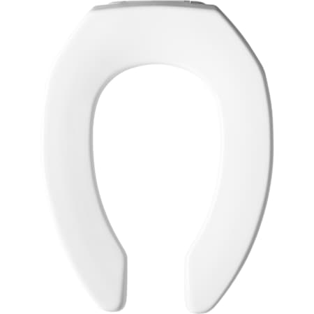 Bemis Elongated Open-Front Less Cover Commercial Plastic Toilet Seat with Stay-Tite Commercial Fastening System Check Hinge and DuraGuard White