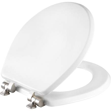 Bemis Mayfair Benton Round Enameled Wood Closed-Front Toilet Seat and Lid with Stay-Tite Seat Fastening System and Whisper Close White
