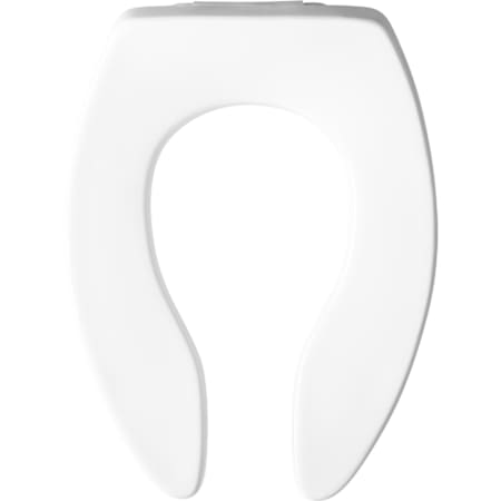 Bemis Olsonite Elongated Open-Front Toilet Seat with Stay-Tite Commercial Fastening System Self-Sustaining Check Hinge White