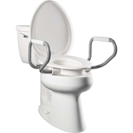 Bemis Assurance Clean·Shield 3" Premium Raised Toilet Seat and Support Arms and Snap-2-Secure (Stay·Tite) Self-Sustaining Check Hinges White