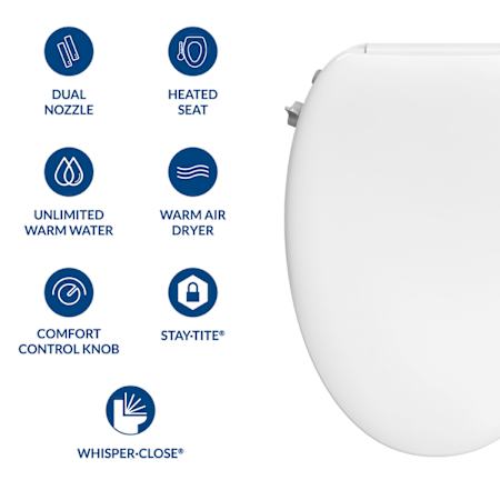 Bemis Haven Elongated Adjustable Bidet Seat White