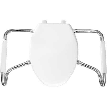 Bemis Medic-Aid&reg; Elongated Closed Front Plastic Toilet Seat with Cover with STA-TITE&reg;, DuraGuard&reg; and Stainless Steel Safety Side Arms White