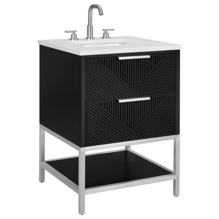 BEMMA Diamond 24" Free Standing Single Basin Vanity Set with Cabinet and Vanity Top Charcoal Black / Calacatta Quartz Top / Brushed Nickel Hardware