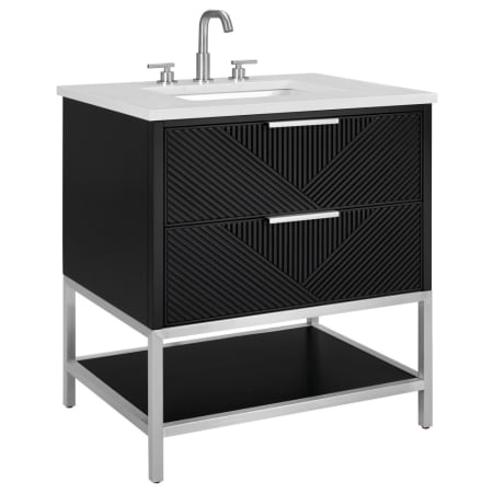BEMMA Diamond 30" Free Standing Single Basin Vanity Set with Cabinet and Vanity Top Charcoal Black / Calacatta Quartz Top / Brushed Nickel Hardware
