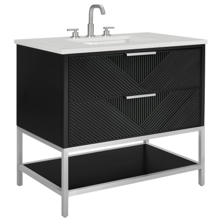 BEMMA Diamond 36" Free Standing Single Basin Vanity Set with Cabinet and Vanity Top Charcoal Black / Calacatta Quartz Top / Brushed Nickel Hardware