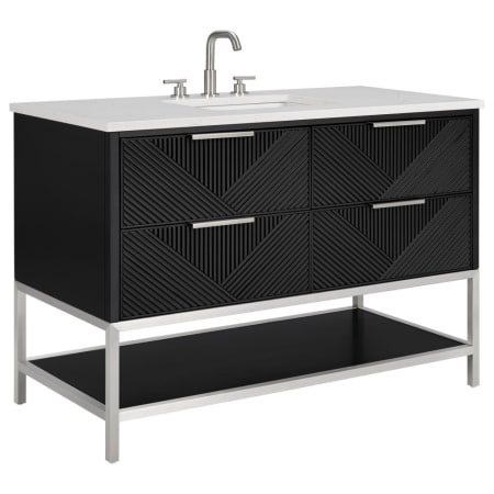BEMMA Diamond 48" Free Standing Single Basin Vanity Set with Cabinet and Vanity Top Charcoal Black / Calacatta Quartz Top / Brushed Nickel Hardware