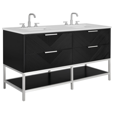 BEMMA Diamond 60" Free Standing Double Basin Vanity Set with Cabinet and Vanity Top Charcoal Black / Calacatta Quartz Top / Brushed Nickel Hardware