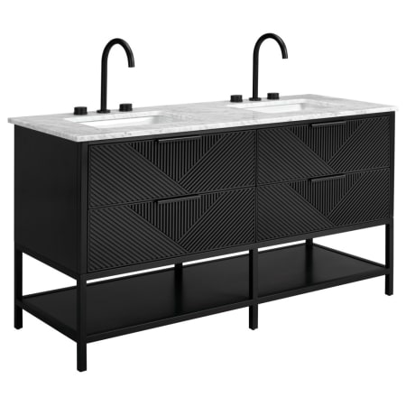 BEMMA Diamond 60" Free Standing Double Basin Vanity Set with Cabinet and Vanity Top Charcoal Black / Carrara Marble Top / Matte Black Hardware