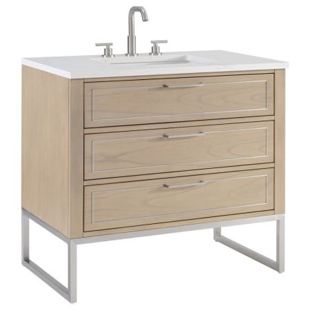 BEMMA Markham 36" Free Standing Single Basin Vanity Set with Cabinet and Vanity Top Cashmere Grey / Calacatta Quartz Top / Brushed Nickel Hardware