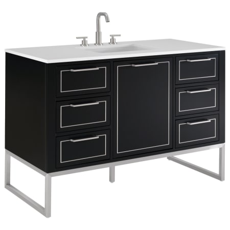 BEMMA Markham 48" Free Standing Single Basin Vanity Set with Cabinet and Vanity Top Midnight Black / White Quartz Top / Brushed Nickel Hardware