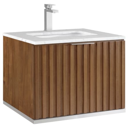 BEMMA Terra 24" Wall Mounted Single Basin Vanity Set with Cabinet and Vanity Top Walnut / Carrara Marble Top / Brushed Nickel Hardware