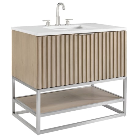 BEMMA Terra 36" Free Standing Single Basin Vanity Set with Cabinet and Quartz Vanity Top Cashmere Grey / Calacatta Quartz Top / Brushed Nickel Hardware