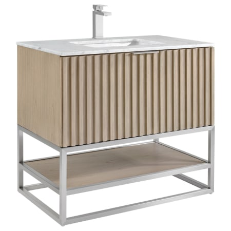 BEMMA Terra 36" Free Standing Single Basin Vanity Set with Cabinet and Vanity Top Cashmere Grey / Carrara Marble Top / Brushed Nickel Hardware