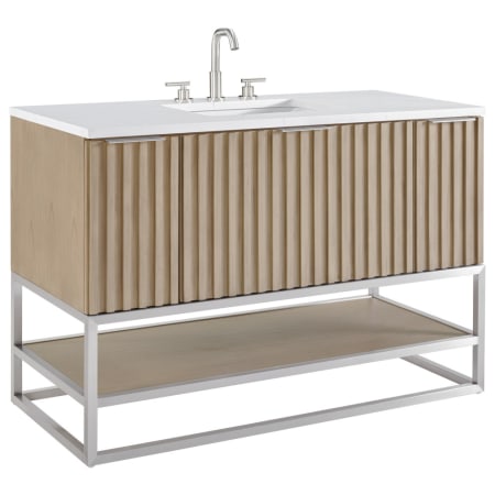 BEMMA Terra 48" Free Standing Single Basin Vanity Set with Cabinet and Quartz Vanity Top Cashmere Grey / Calacatta Quartz Top / Brushed Nickel Hardware