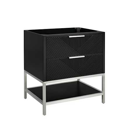 BEMMA Diamond 30" Single Free Standing Vanity Cabinet Only - Less Vanity Top Charcoal Black / Brushed Nickel Hardware