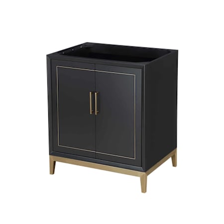 BEMMA Gracie 30" Single Free Standing Vanity Cabinet Only - Less Vanity Top Midnight Black / Satin Brass Hardware
