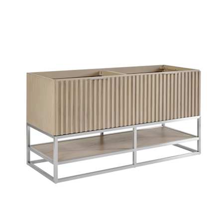 BEMMA Terra 60" Double Free Standing Vanity Cabinet Only - Less Vanity Top Cashmere Grey / Brushed Nickel Hardware