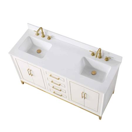 BEMMA Gracie 60" Quartz Vanity Top with Backsplash White Quartz