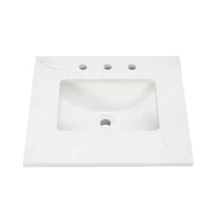 BEMMA 24" Quartz Vanity Top with Three Predrilled Faucet Holes
 Calacatta Quartz