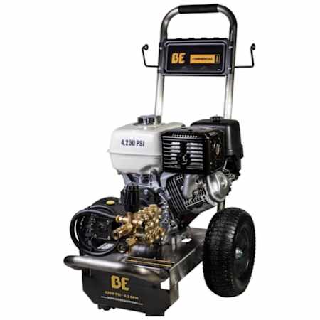 BE Power Equipment 4200 PSI 4.2 GPM Gas Powered Cold Water Pressure Washer with 389 CC Honda Engine N/A